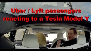 Uber and Lyft Passengers in a Tesla Model Y Hilarious Reactions [upl. by Durwin306]