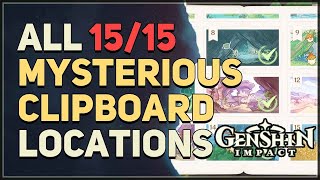 All 15 Mysterious Clipboard Locations Genshin Impact [upl. by Nnyllaf]