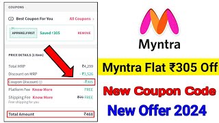 Myntra 300 coupon code  Myntra new coupon 2024 [upl. by Ibrad524]