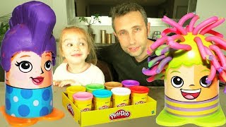 Coiffeur Crazy Cuts pâte à modeler Play Doh  On rase les cheveux de la famille  Unboxing [upl. by Maibach]