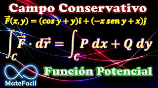 Integral de línea de un CAMPO CONSERVATIVO calcular la FUNCIÓN POTENCIAL [upl. by Sirtaeb]