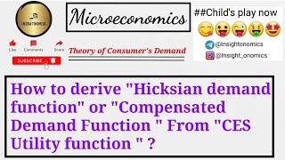 quotHicksian demand functionquot or quotCompensated Demand Function quot From quotCES Utility function quot [upl. by Eirtemed]