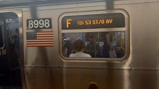 Coney Island bound R160B Siemens F train via the E line leaving 14th street [upl. by Chicky23]