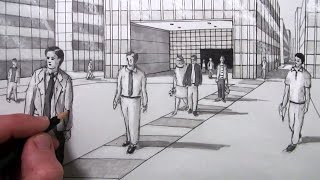 How to Draw People in 1Point Perspective [upl. by Newnorb]