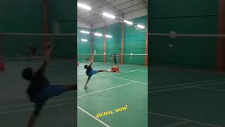 Abinav with a good crossnet from low position🔥shortsfeedviralvideotrendingbadmintonshortvideo [upl. by Naraa]