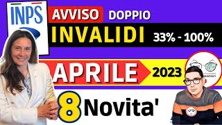 🔴 INVALIDI PARZIALI e TOTALI 8 NOVITÀ APRILE 2023 ➡ IMPORTI INCREMENTI PENSIONE BONUS INPS CAREGIVER [upl. by Kcinom]