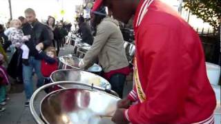 Steel Drum Street Band  GuyaneseCaribbeanWest Indies  Music  2011 NYC Marathon [upl. by Elburr]