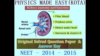 NEET SPECIAL SOLVED PAPER  2014 amp 2015 HORMONES OF HEART amp KIDNEY RESPIRATION KIDNEY ANATOMY 1 [upl. by Corri]