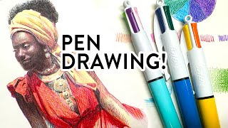 Multicolor Ballpoint Pen Drawing MustKnow Tips and Tricks [upl. by Aerdnad319]