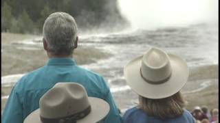 President Clinton at Old Faithful Geyser 1995 [upl. by Suiratnod537]