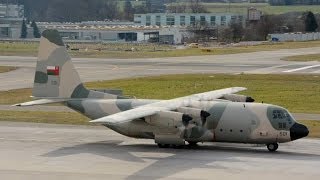 Oman Air Force C130 Hercules taxiing and take off at ZRH  beautiful sound [upl. by Sidhu]