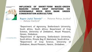 Influence of Short term Maize–Green Manure Cover Crop Rotations on Germinable Weed Seed Bank under C [upl. by Petey922]