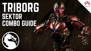 Mortal Kombat X Triborg Sektor Complete Combo Guide 1350 [upl. by Anicart]