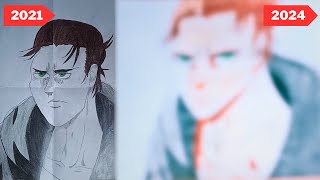 Redrawing Eren Yeager after 3 years of practice 20212024 [upl. by Orlosky822]