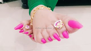 My beautiful Magenta nailpolish colourand golden anklet design indian feet [upl. by Mcquillin]