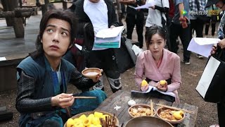 Douluo Continent 《斗罗大陆》 drama BTS 20210212 Xiao Zhan 肖战 Wu Xuanyi and the cast eating [upl. by Red]