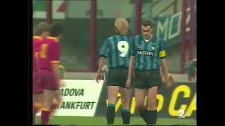 Giuseppe Bergomi vs AS Roma home  1991 UEFA Cup Final  1st leg [upl. by Yentnuoc952]