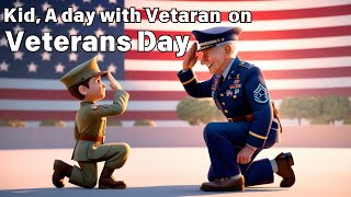 A DAY WITH A VETERAN on Veterans Day KIDS rhymes amp songs [upl. by Atorod388]