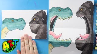 How to Draw Kong vs VRex Folding Surprise [upl. by Kalk498]