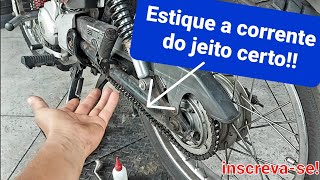 Como esticar a corrente da sua moto da forma correta veja [upl. by Eidnahs]