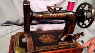 Serviced Antique New Home Ornate Floral Treadle Sewing Machine 3911904 [upl. by Gyasi777]