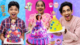 Barbie cake 🎂 decorating Challenge  Cake Challenge  Minshas world [upl. by Rossing]