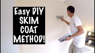 The EASIEST WAY to SKIM COAT a wall [upl. by Kcirneh]