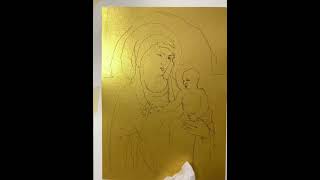 Master Study of Giotto Madonna and Child Watercolor on Metallic Golden Paper [upl. by Attekahs]