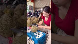 Unboxing Thai Lady Cutting Durian in Bangkok Thai Street Food [upl. by Macmahon]