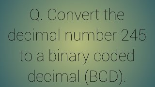 Decimal to Binary coded decimal number conversion Number system by Pappu Kumar [upl. by Harihs]