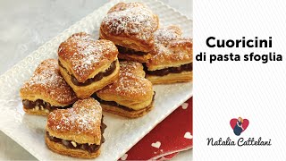 CUORE DI PASTA SFOGLIA CON CREMA AL CIOCCOLATO  Ricetta dolce per San Valentino  Natalia Cattelani [upl. by Nolrac]