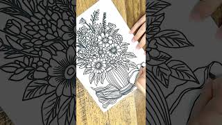 Flowers In A Vase Hand Drawn Doodle Step By Step Easy Process Tutorial inktober2023challenge [upl. by Trisa]