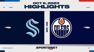 NHL PreSeason Highlights  Kraken vs Oilers  October 6 2023 [upl. by Attiuqehs567]