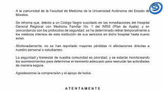 LA UAEM RETIRA A SUS MÉDICOS INTERNOS DEL HOSPITAL DEL IMSS DE CUERNAVACA DEBIDO A BALACERA [upl. by Yereffej]