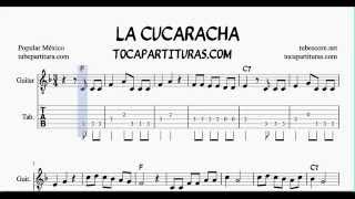 La Cucaracha Tablatura y Partitura del Punteo de Guitarra Tabs [upl. by Leslie]