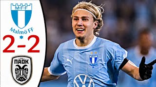 MALMO FF 22 PAOK EXTENDED HIGHLIGHTS  UEFA Champions League Qualifiers 3rd Round [upl. by Sussna933]