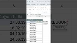 Excel’de Yaş Hesaplama excel exceltips exceldersleri microsoft [upl. by Hollie]