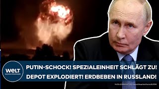 UKRAINEKRIEG Schock für Putin Spezialeinheit zerstört Waffendepot MegaExplosion löst Beben aus [upl. by Adnilam643]