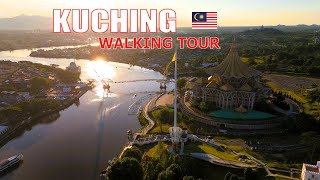 Kuching Sarawak Malaysia walking tour on ChinatownTrip to Borneo 4K [upl. by Yroj]