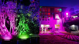 SHOPLED 2 Pack 100W RGB LED Flood Light Bluetooth Smart Outdoor Color Changing Led Floodlights [upl. by Yelknirb454]