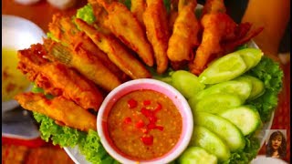 How To Make Deep Fried Salomon Fin With Power  Fast And Yummy Food [upl. by Aramoiz]