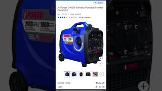 150 off AiPower 2400W Yamaha Powered Inverter Generator [upl. by Erinn676]