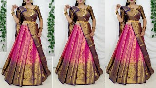 Festival Saree Draping ideaHow to wear saree in lehenga styleSaree se banaye lehnga [upl. by Chaim]