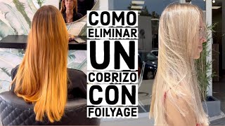 Como eliminar un cabello cobrizo con Foilyage [upl. by Lyontine]