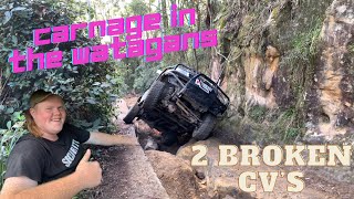 CARNAGE on some of the watagans hardest tracks  2 Smashed CVs  Epic wheel lifts  Near rollovers [upl. by Claudian476]