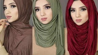 3 Simple Hijab Styles Using Jersey Material [upl. by Jaquelin]