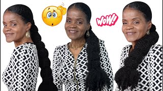 EASY SLEEK LONG BUBBLE PONYTAIL WITH THICK NATURAL HAIR  NO HEAT  NO FLAKES [upl. by Eelatan]