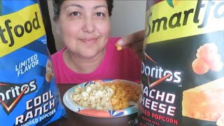 REVIEW  SmartFood Doritos Nacho Cheese Flavored Popcorn and Cool Ranch Flavored popcorn [upl. by Aryam]