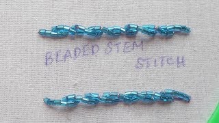 Bead Embroidery  how to sew a bungle Beaded Stem Stitch [upl. by Glantz650]