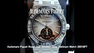 Audemars Piguet Royal Oak Smoked Grey Dial 950 Platinum Mens Watch 26516PTZZ1220PT01 [upl. by Airan]